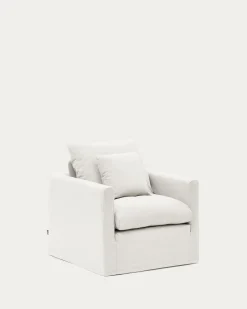 Kave Home Fauteuil Nora Kussen Ecru Linnen en Katoen 92cm