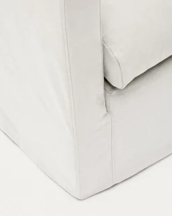 Kave Home Fauteuil Nora Kussen Ecru Linnen en Katoen 92cm