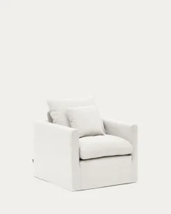 Kave Home Fauteuil Nora Kussen Ecru Linnen en Katoen 92cm