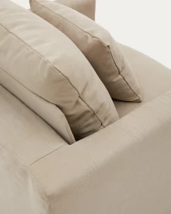 Kave Home Fauteuil Nora Kussen Taupe Linnen en Katoen 92cm