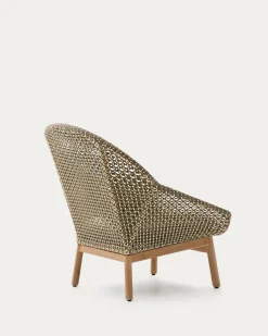 Kave Home Fauteuil Olbia met Hoge Rug Rotan Teakhout