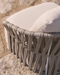 Kave Home Fauteuil Osani Aluminium Beige Touw Taupe