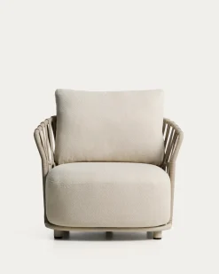 Kave Home Fauteuil Osani Aluminium Beige Touw Taupe