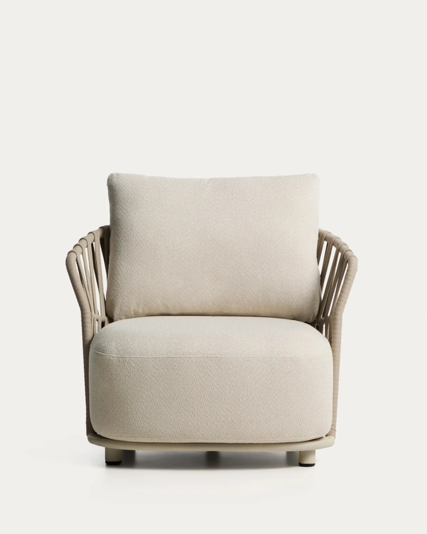 Kave Home Fauteuil Osani Aluminium Beige Touw Taupe