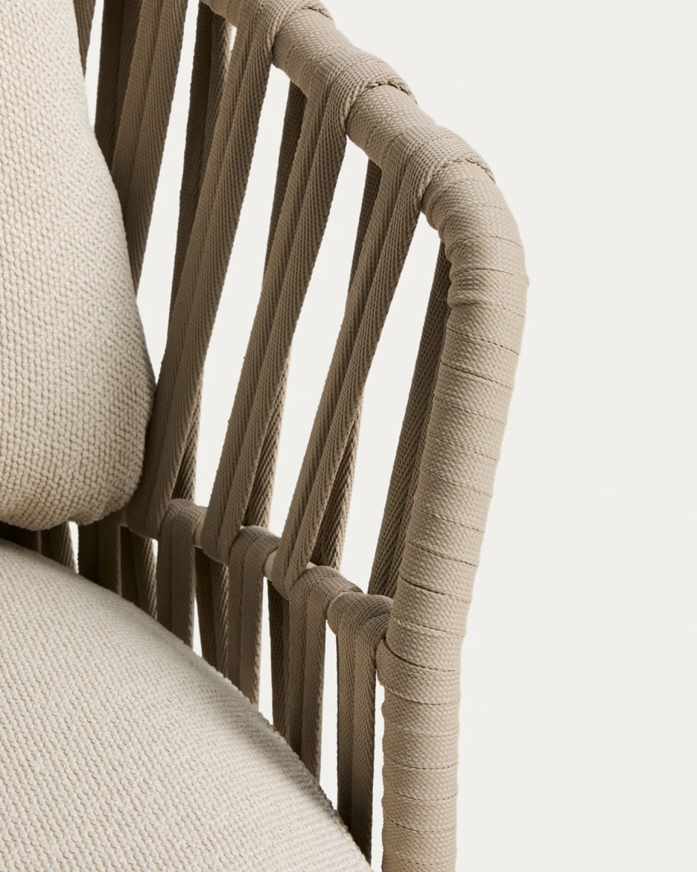 Kave Home Fauteuil Osani Aluminium Beige Touw Taupe