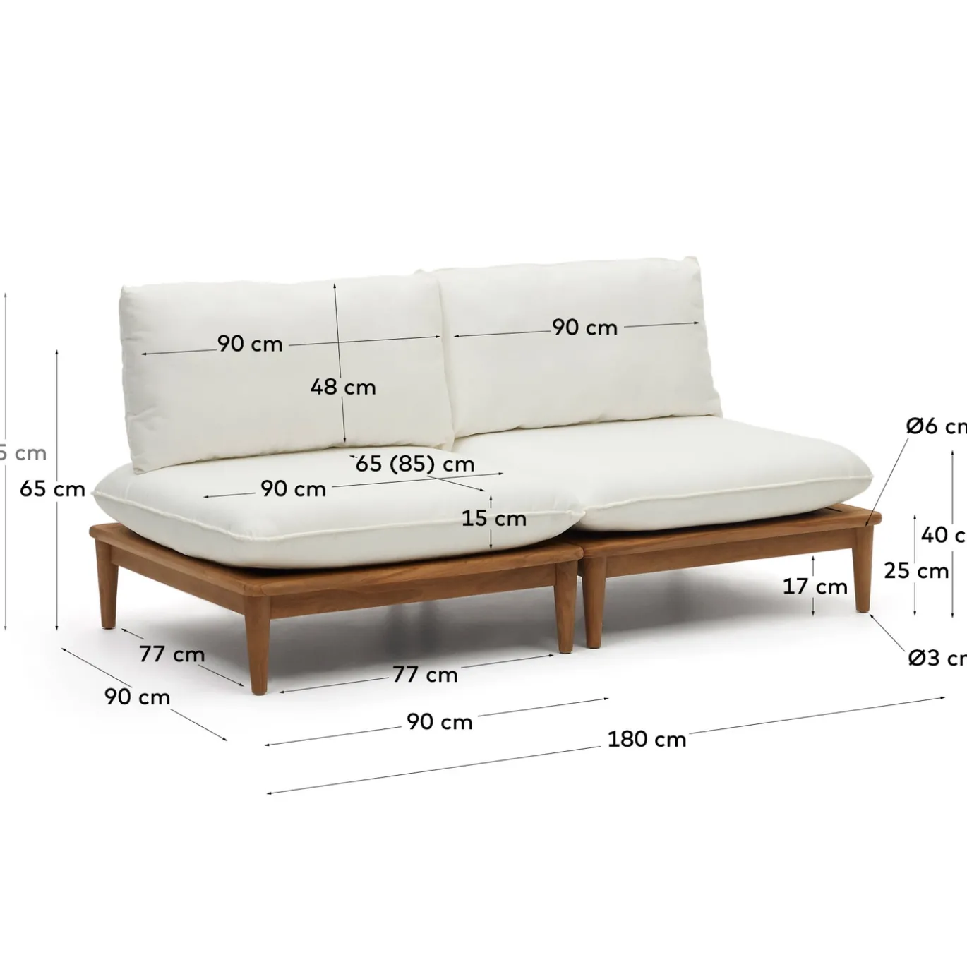 Kave Home Fauteuil Portitxol Set van 2 Massief Teakhout