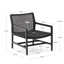 Kave Home Fauteuil Sabolla Massief Teakhout Zwart