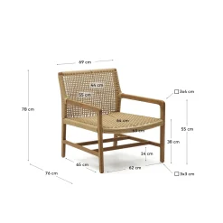 Kave Home Fauteuil Sabolla Massief Teakhout Naturel