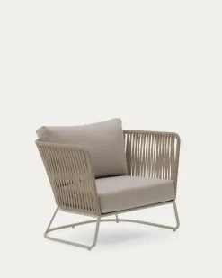 Kave Home Fauteuil Saconca Outdoor Touw Staal Beige