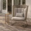 Kave Home Fauteuil Saconca Outdoor Touw Staal Beige Hoge Rugleuning