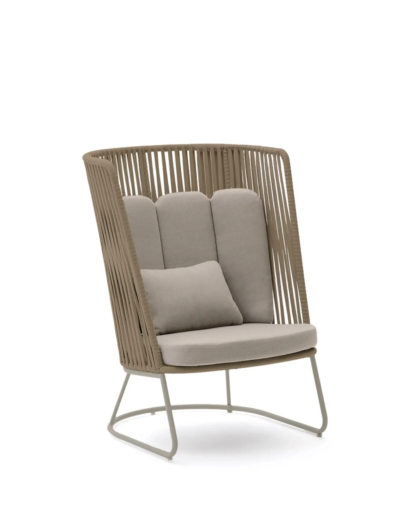 Kave Home Fauteuil Saconca Outdoor Touw Staal Beige Hoge Rugleuning
