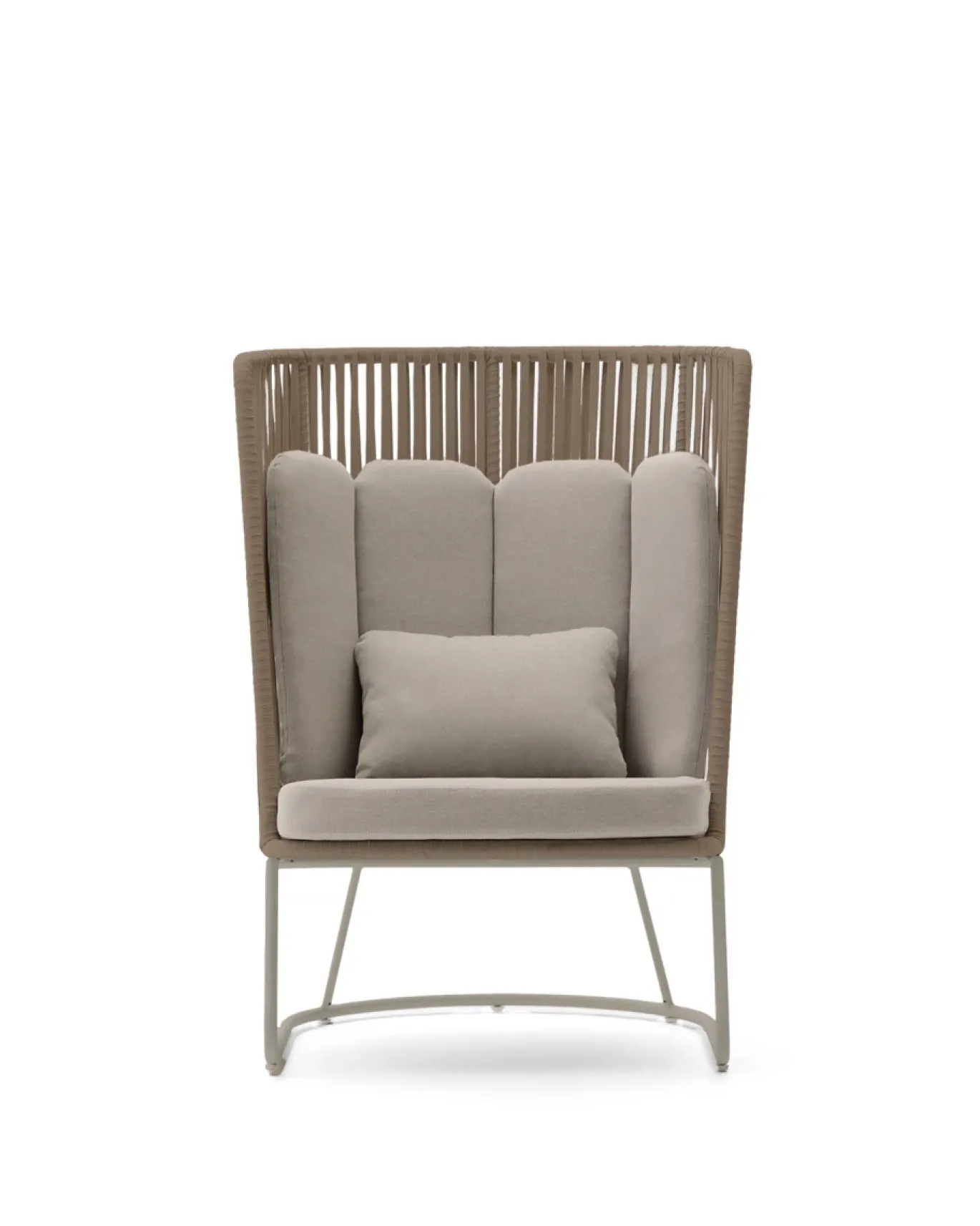 Kave Home Fauteuil Saconca Outdoor Touw Staal Beige Hoge Rugleuning