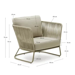 Kave Home Fauteuil Saconca Outdoor Touw Groen
