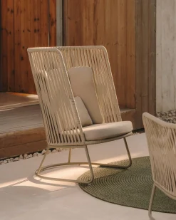 Kave Home Fauteuil Saconca Outdoor Hoge Rugleuning Touw Groen