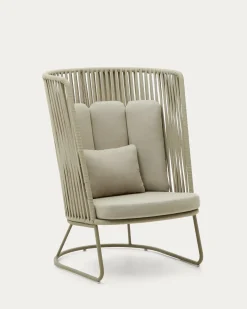 Kave Home Fauteuil Saconca Outdoor Hoge Rugleuning Touw Groen