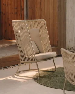 Kave Home Fauteuil Saconca Outdoor Hoge Rugleuning Touw Groen