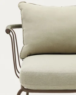 Kave Home Fauteuil Salguer Groen en Staal Bruingelakt