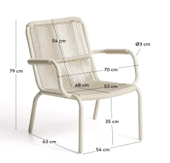 Kave Home Fauteuil Salis Stapelbaar Aluminium Synthetisch Touw Beige