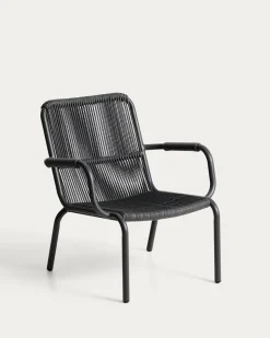 Kave Home Fauteuil Salis Stapelbaar Aluminium Synthetisch Touw Grafiet