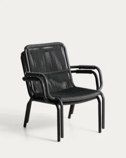Kave Home Fauteuil Salis Stapelbaar Aluminium Synthetisch Touw Grafiet