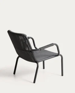Kave Home Fauteuil Salis Stapelbaar Aluminium Synthetisch Touw Grafiet