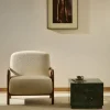 Kave Home Fauteuil Sylo chenille Beige/Walnoot