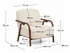Kave Home Fauteuil Sylo chenille Beige/Walnoot