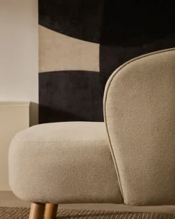 Kave Home Fauteuil Ulit Beige Chenille met Beukenhouten Poten