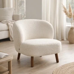 Kave Home Fauteuil Ulit Bouclé Wit