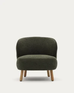 Kave Home Fauteuil Ulit Groen Chenille met Beukenhouten Poten