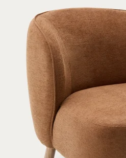 Kave Home Fauteuil Ulit Terracotta Chenille met Beukenhouten Poten