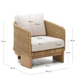 Kave Home Fauteuil Xoriguer Rotan en Massief Eucalyptushout