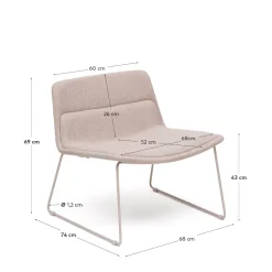 Kave Home Fauteuil Zahara Beige en Staal