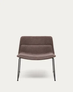 Kave Home Fauteuil Zahara Bruin en Staal met Zwarte Afwerking
