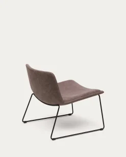 Kave Home Fauteuil Zahara Bruin en Staal met Zwarte Afwerking