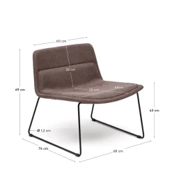 Kave Home Fauteuil Zahara Bruin en Staal met Zwarte Afwerking