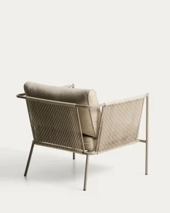Kave Home Fauteuil Zivia Staal Taupe Touw Beige