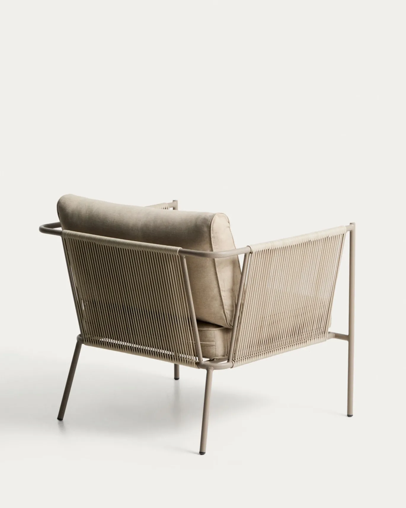 Kave Home Fauteuil Zivia Staal Taupe Touw Beige