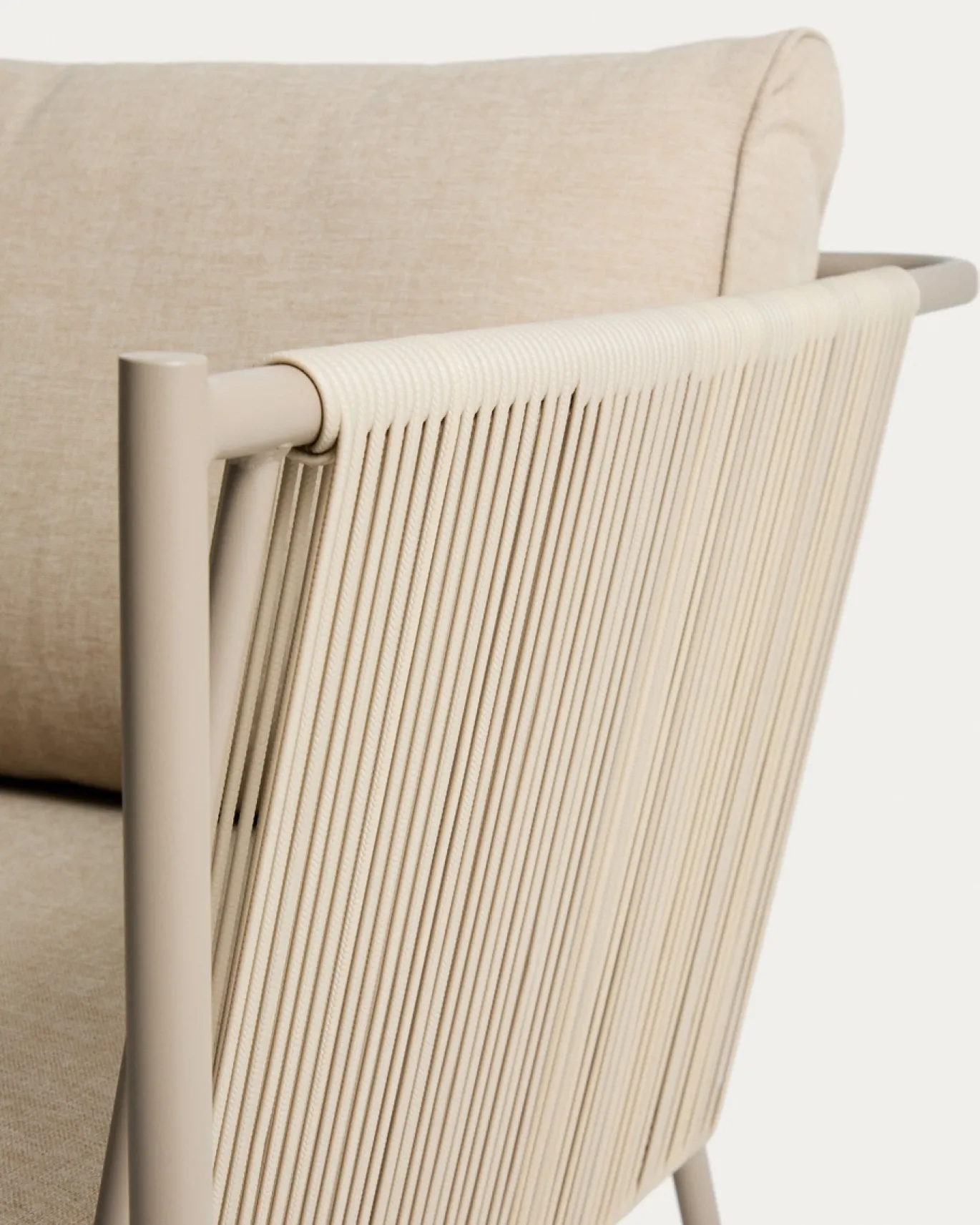 Kave Home Fauteuil Zivia Staal Taupe Touw Beige