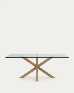 Kave Home Glazen Tafel Argo Houteffect 200x100cm