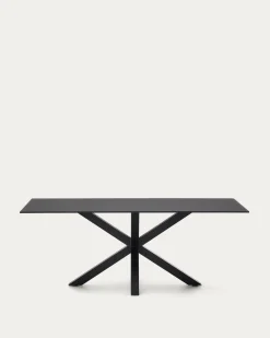 Kave Home Glazen Tafel Argo Zwart 200x100cm