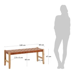 Kave Home Halbankje Calixta Leer Bruin 120cm