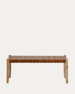 Kave Home Halbankje Calixta Leer Bruin 120cm