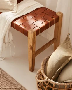 Kave Home Halbankje Calixta Leer Bruin 120cm