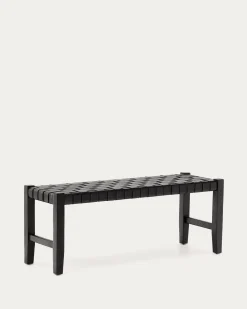 Kave Home Halbankje Calixta Leer Zwart 120cm