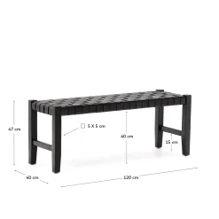Kave Home Halbankje Calixta Leer Zwart 120cm