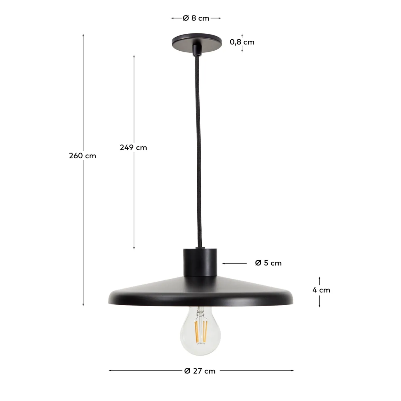 Kave Home Hanglamp Nuvira Gesatineerd Zwart Metaal