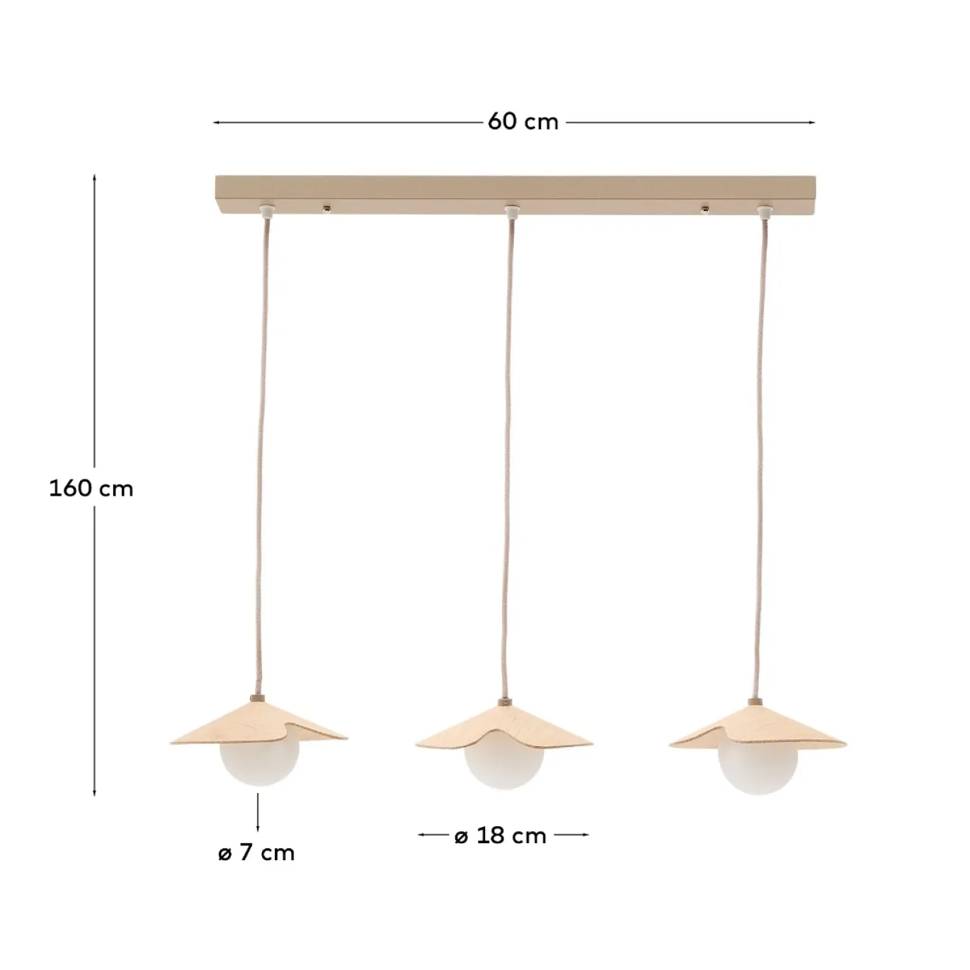 Kave Home Hanglamp Wilara Naturel 3-Lichts