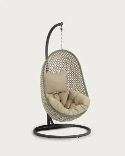 Kave Home Hangstoel Cira Naturel Donkergrijs Onderstel