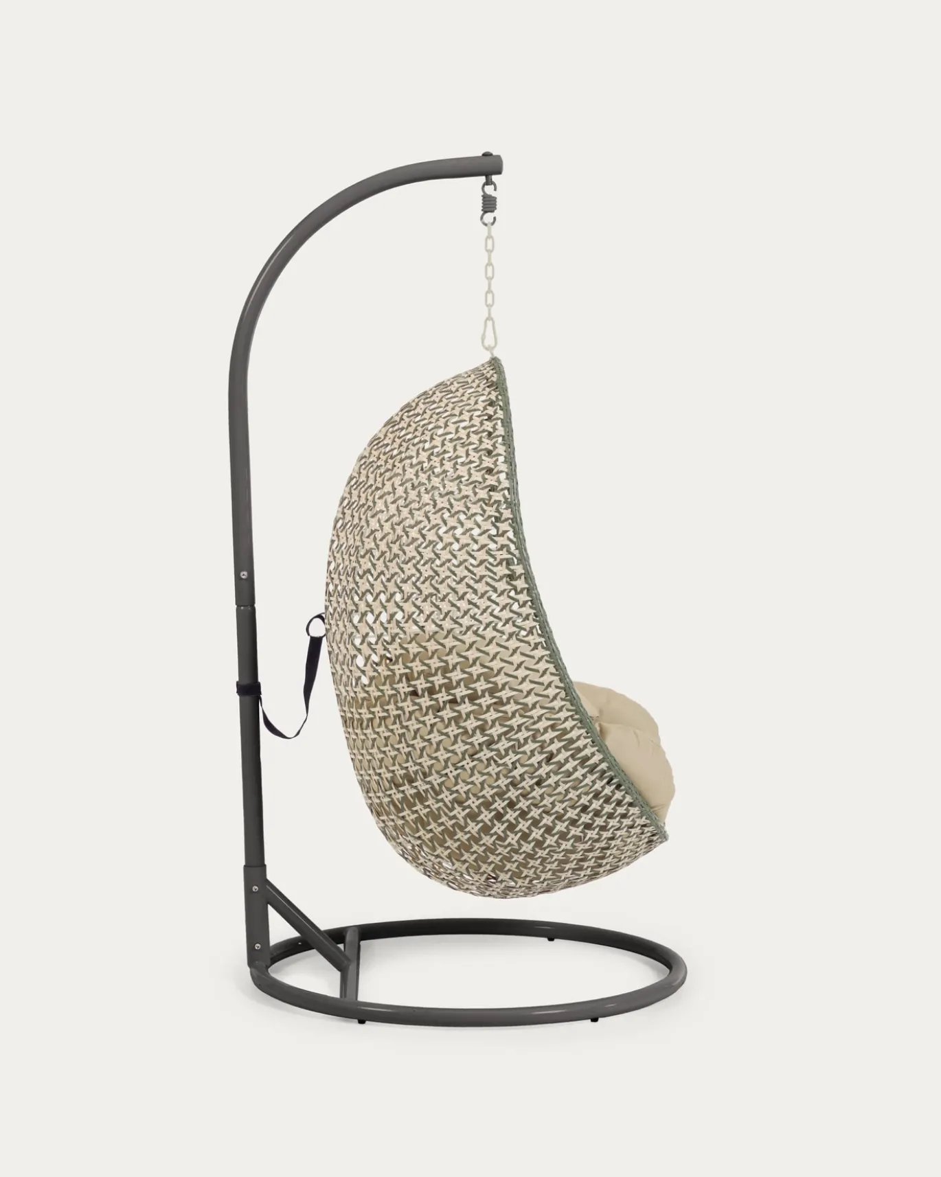 Kave Home Hangstoel Cira Naturel Donkergrijs Onderstel